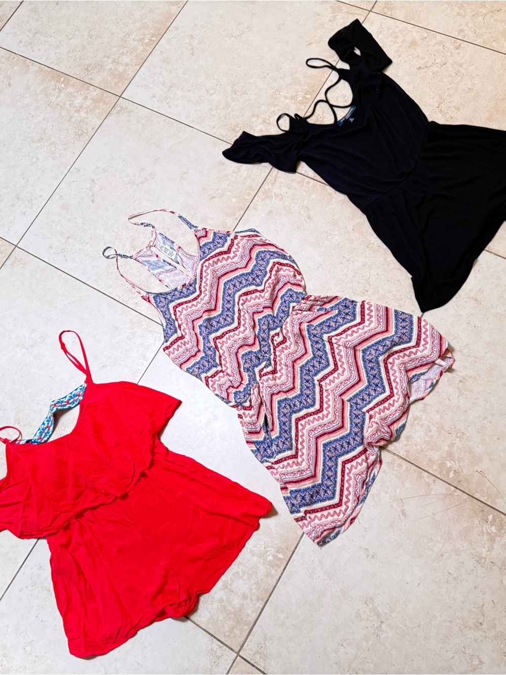 3 summer Rompers Sale - Red, Black & Multicolor